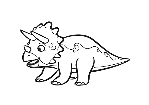 Triceratops cartoon illustration coloring book stock illustration