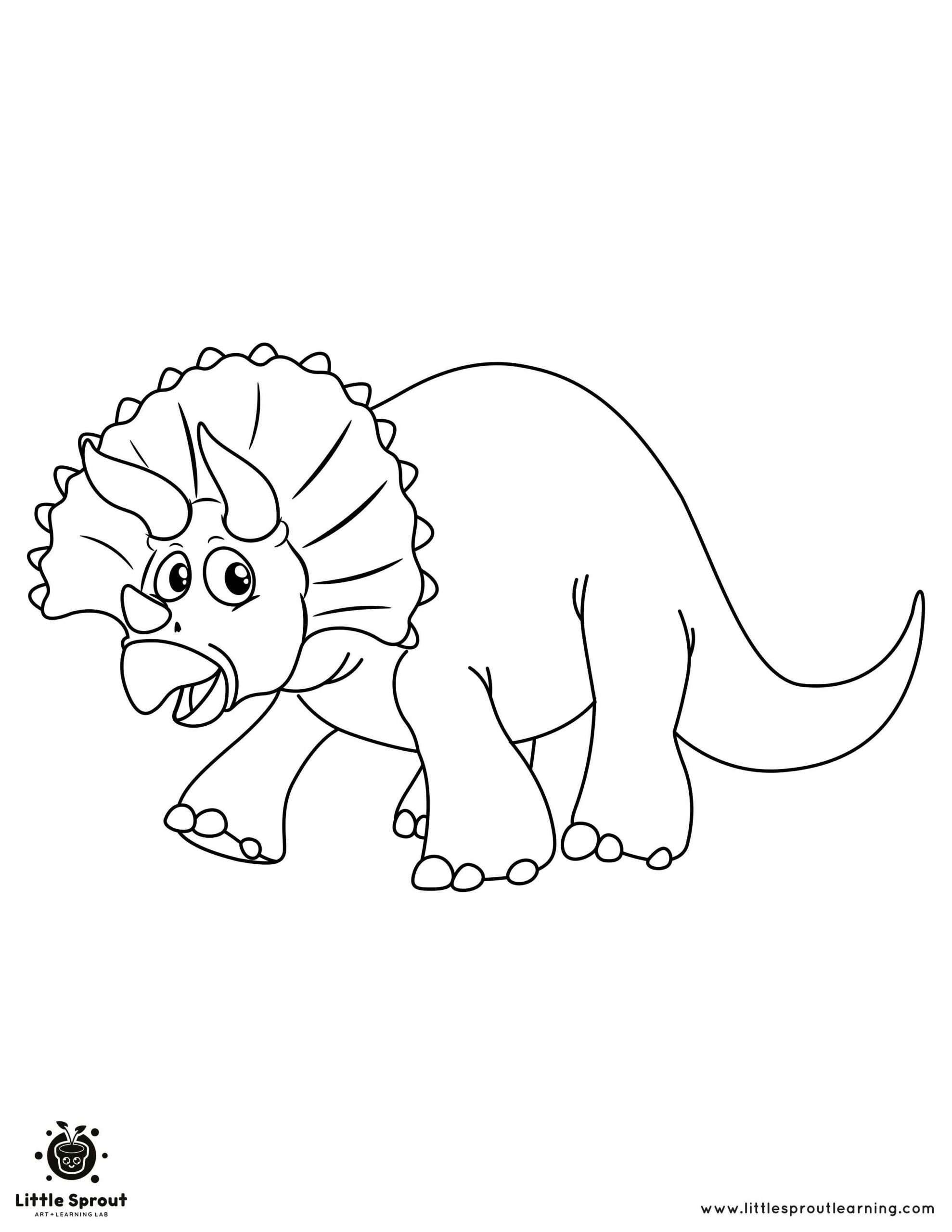 Smiling triceratops dinosaur coloring page little sprout