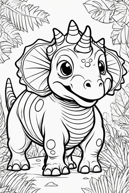 Little cute dinosaur big eyes standing high details cute dinosaur coloring page