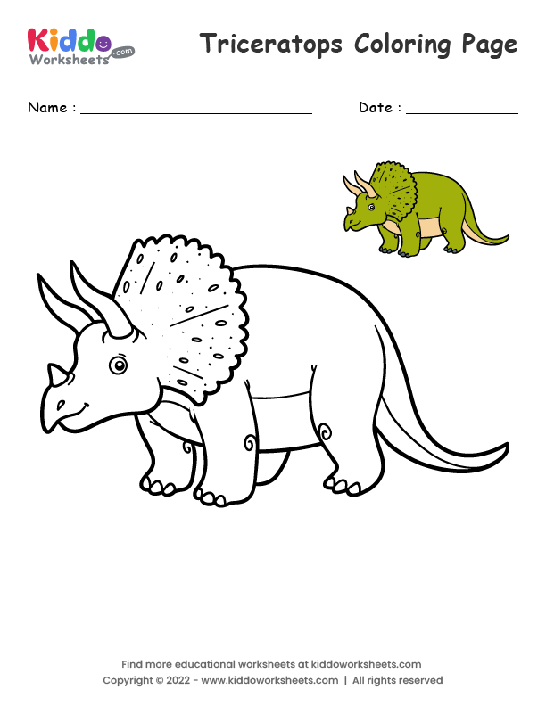Free printable triceratops coloring page worksheet