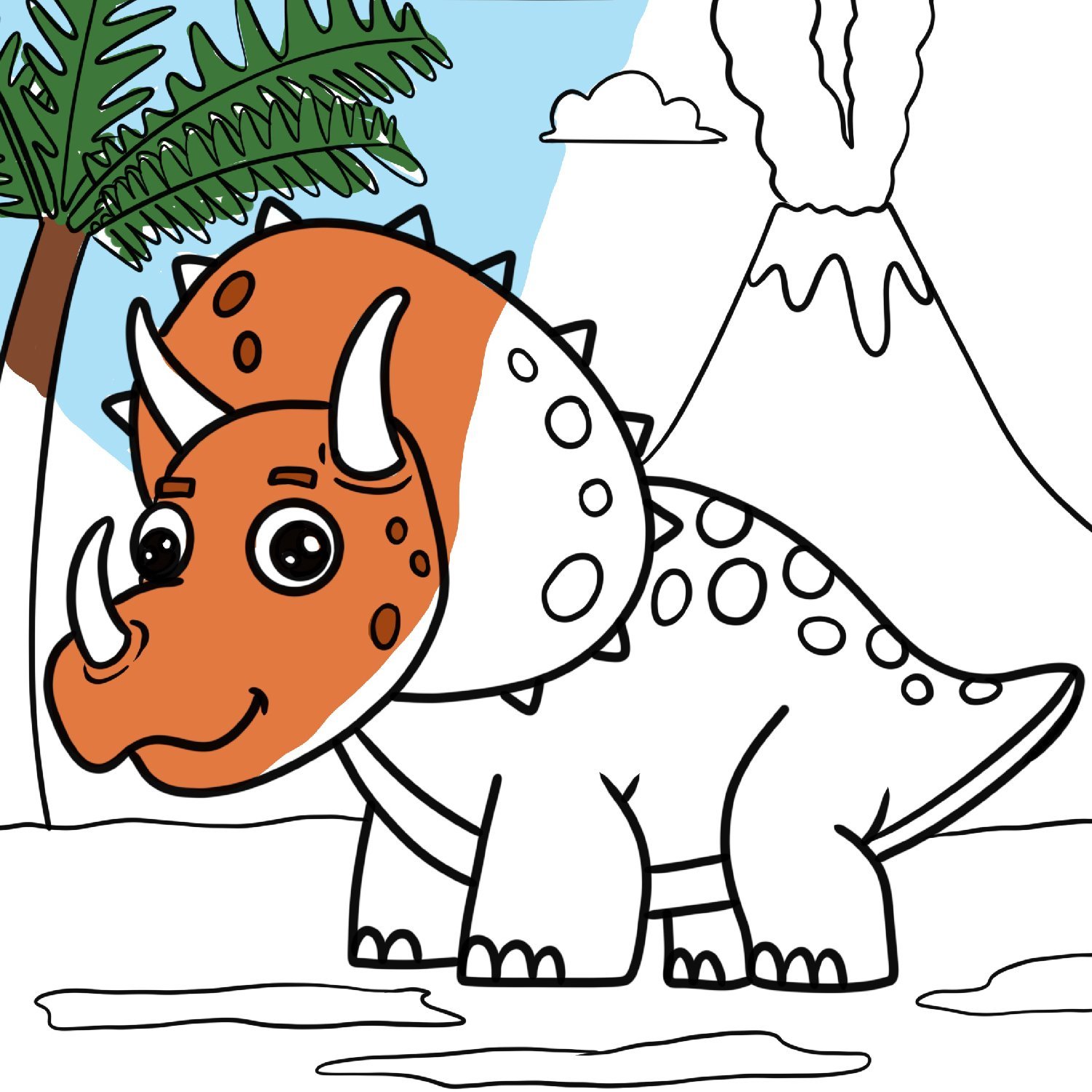 Triceratops coloring page free printable