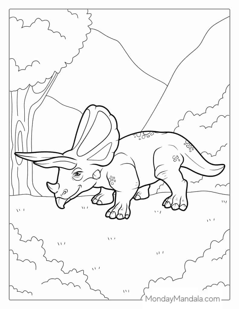 Triceratops coloring pages free pdf printables