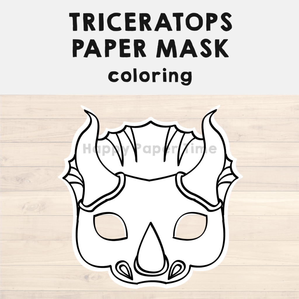 Triceratops paper masks printable dinosaur coloring craft activity costume made by teachers