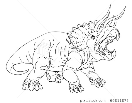 Dinosaur triceratops cartoon coloring book page
