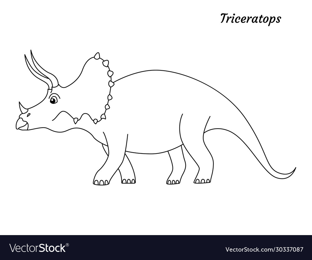 Coloring page outline triceratops dinosaur vector image