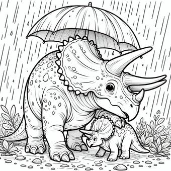 Free vectors triceratops part and child coloring book