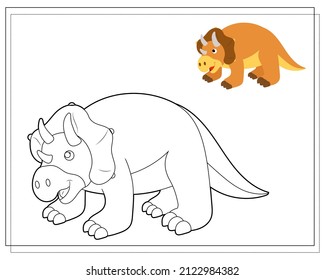 Coloring book kids triceratops dinosaur vector stock vector royalty free