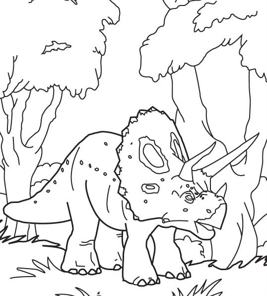 Triceratops and trees coloring pages