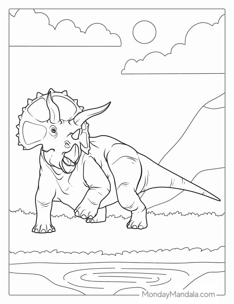Triceratops coloring pages free pdf printables