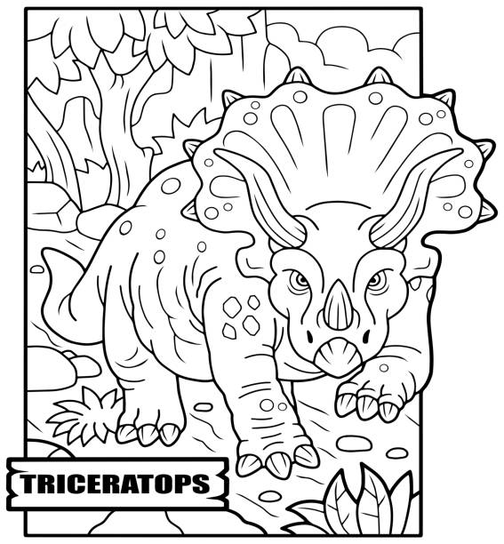Dinosaur colouring page stock photos pictures royalty