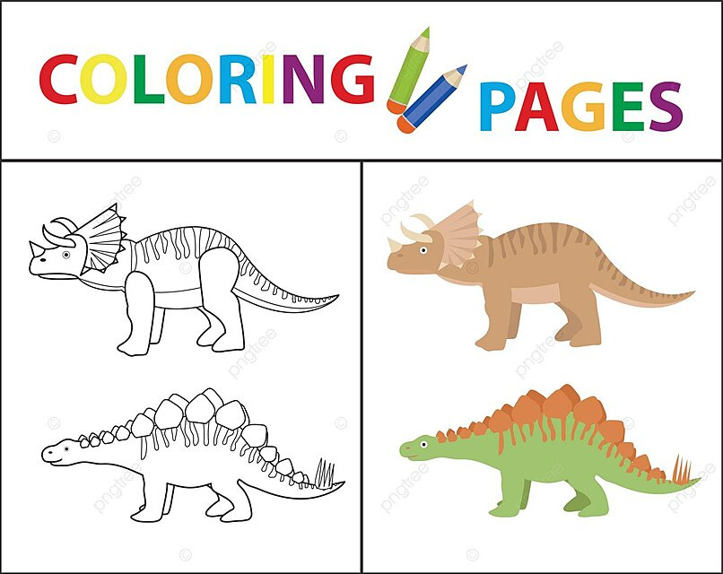 Dinosaur coloring pages for kids vector illustration children pages black vector children pages black png and vector with transparent background for free download