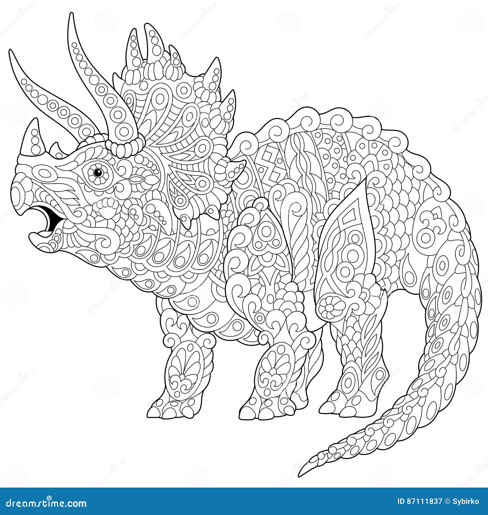 Zentangle triceratops stock illustrations â zentangle triceratops stock illustrations vectors clipart