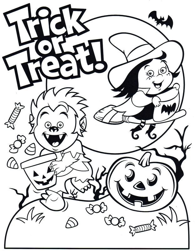 Trick or treat coloring pages