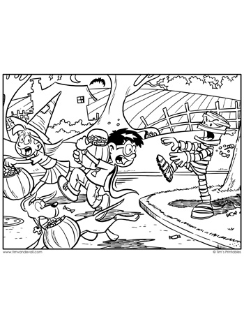 Trick or treat coloring page â tims printables