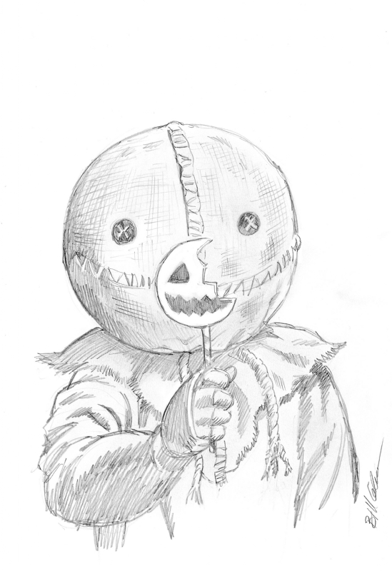 Sam from trick r treat in sean leslies sketches ic art gallery room