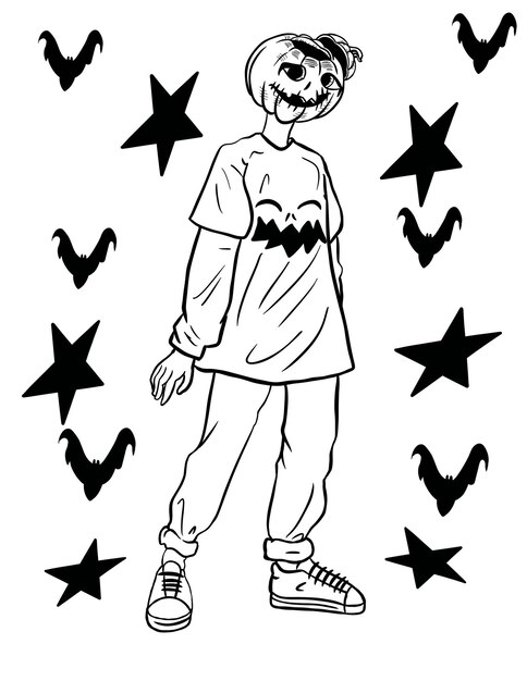 Premium vector halloween coloring page for kids