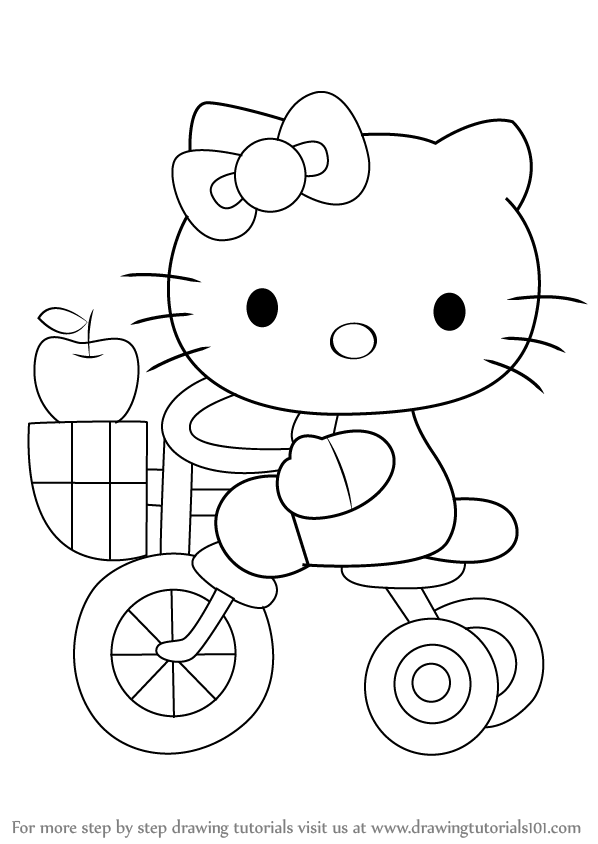 How to draw hello kitty on tricycle drawingtutorials com â