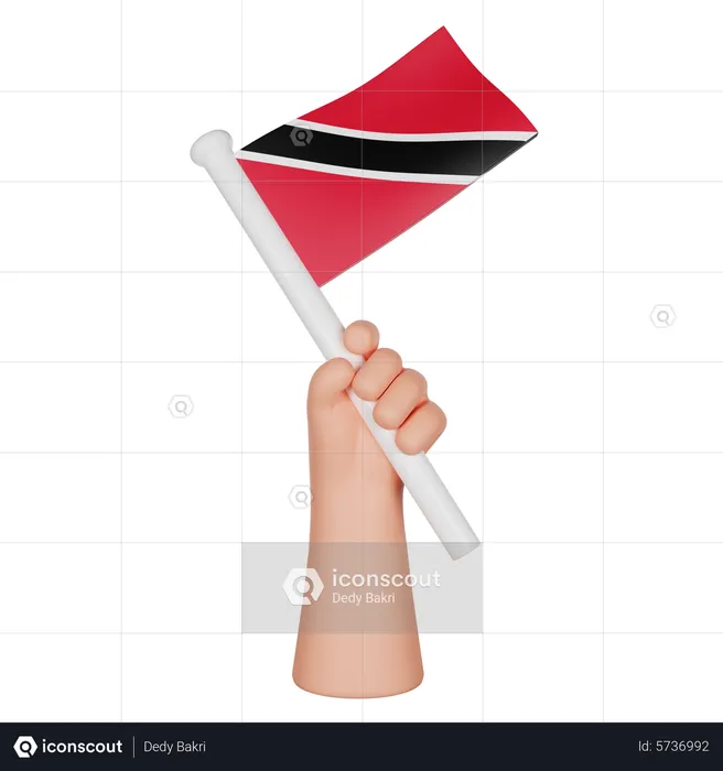 Hand holding a flag of trinidad and tobago flag d icon download in png obj or blend format