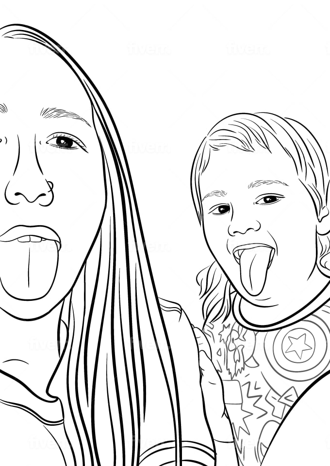 Draw a couple line art illustration from your own photos by voanh