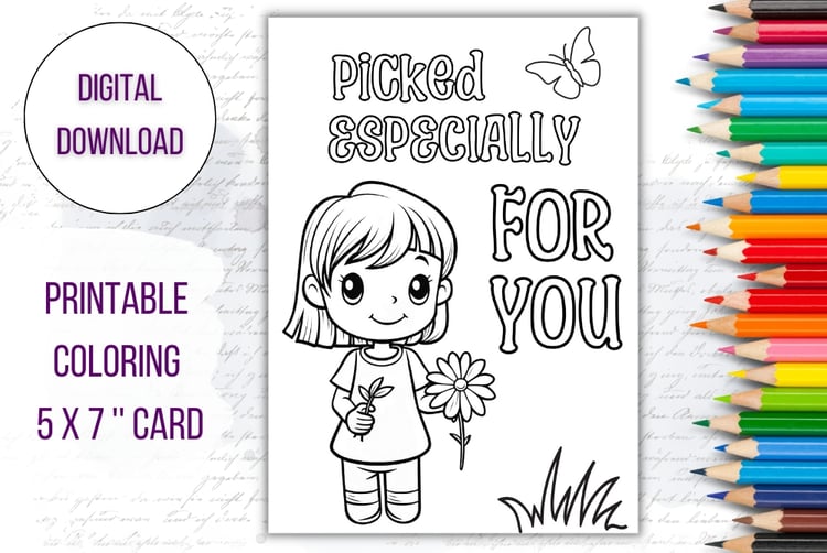 Printable coloring birthday card for kids digital coloring fun birthday card unique birthday gift birthday coloring card for a girl coloring card for a boy coloring page for kids