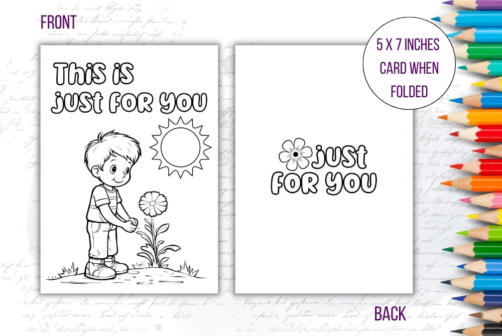Printable coloring birthday card for kids digital coloring fun birthday card unique birthday gift birthday coloring card for a girl coloring card for a boy coloring page for kids