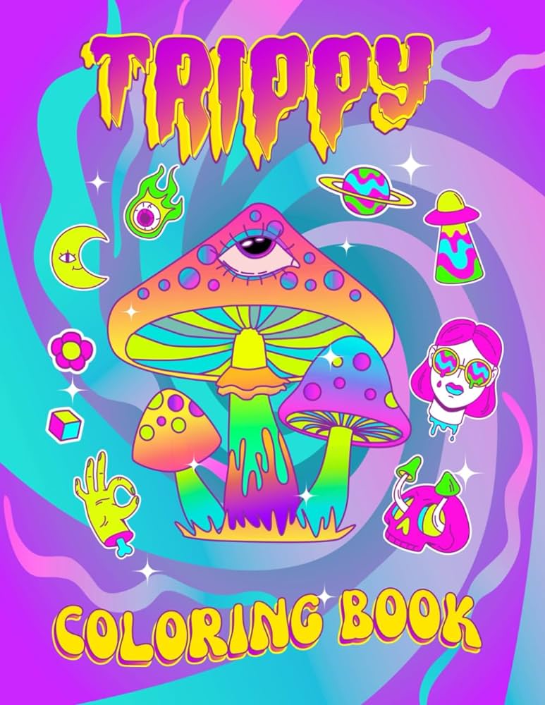 Trippy coloring book for teens groovy and preppy unique abstract designs