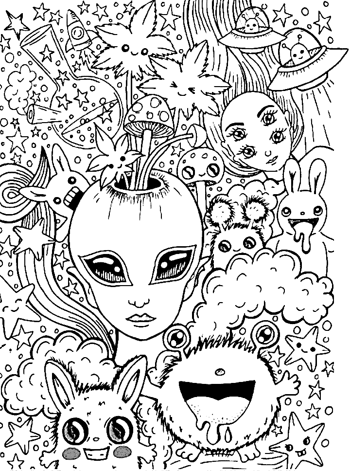 Psychedelic coloring pages printable for free download