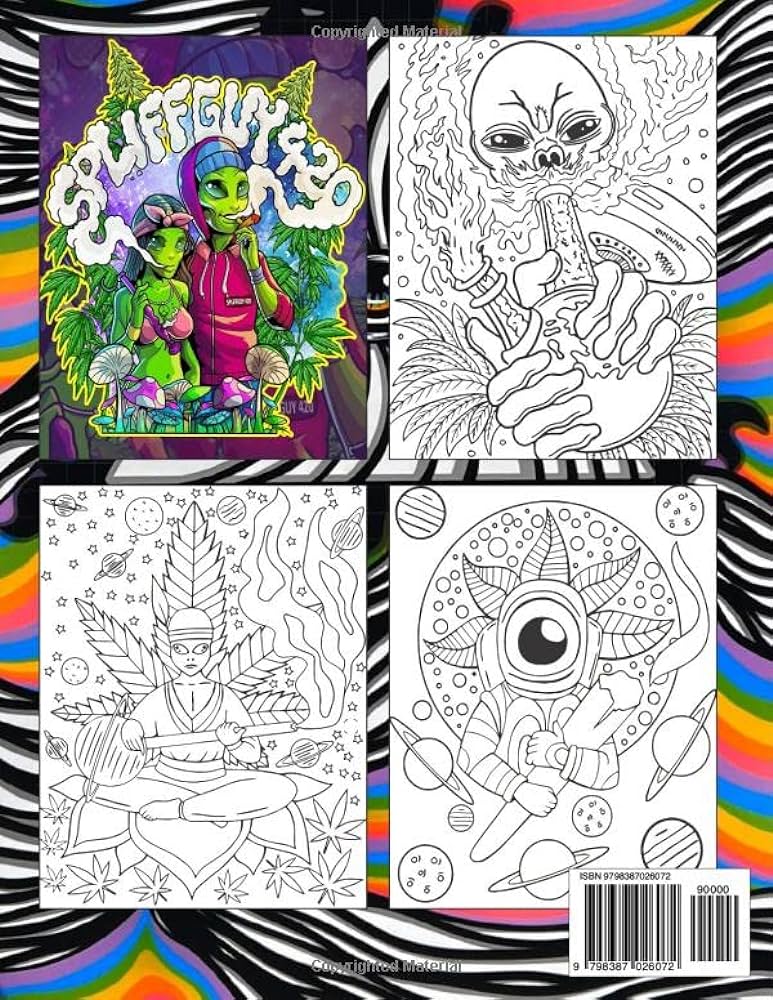 Alien stoner loring book for adults a trippy psychedelic stoner loring book for adults stoner psychedelic trippy loring book perfect stoner gift for men and women oakland tara foreign language