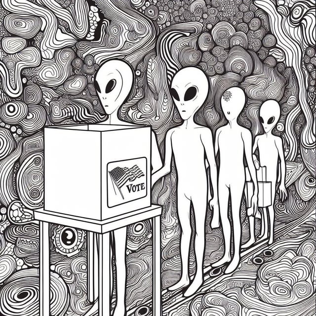 I made a psychedelic aliens coloring book using bing rchatgpt