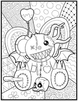 Enchanting mindfulness cute creepy kawaii gothic halloween coloring pages