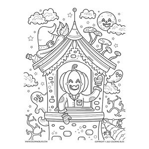 Trippy halloween carnival coloring page