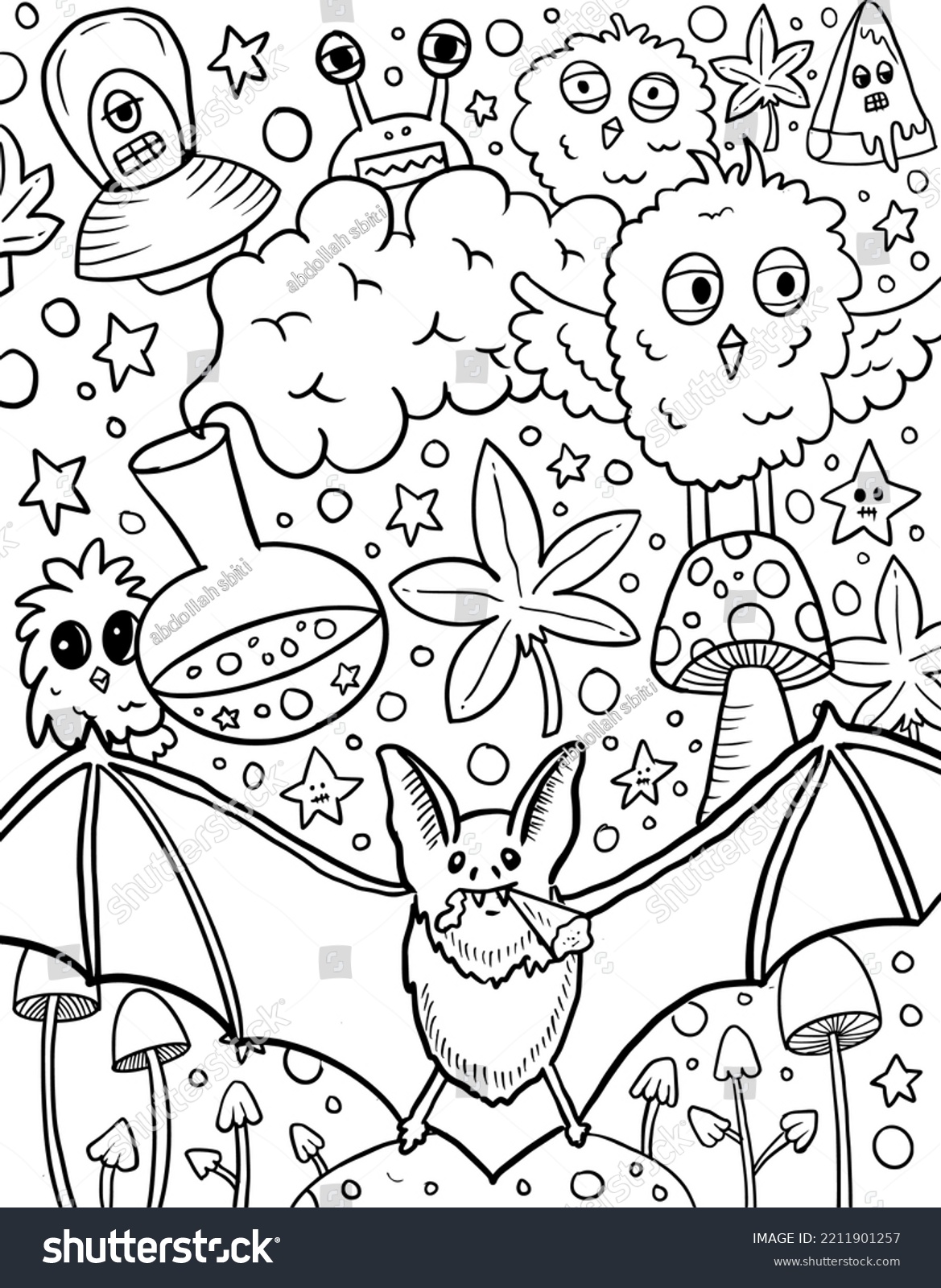 Stoner trippy coloring page fun coloring stock vector royalty free