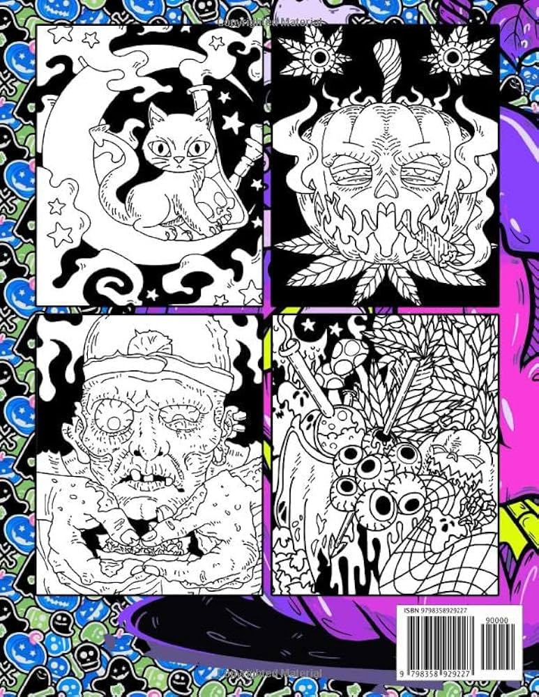 Midnight halloween stoner coloring book psychedelic coloring pages for adults fans with amazing illustrations to relax color and have fun dunn mih books