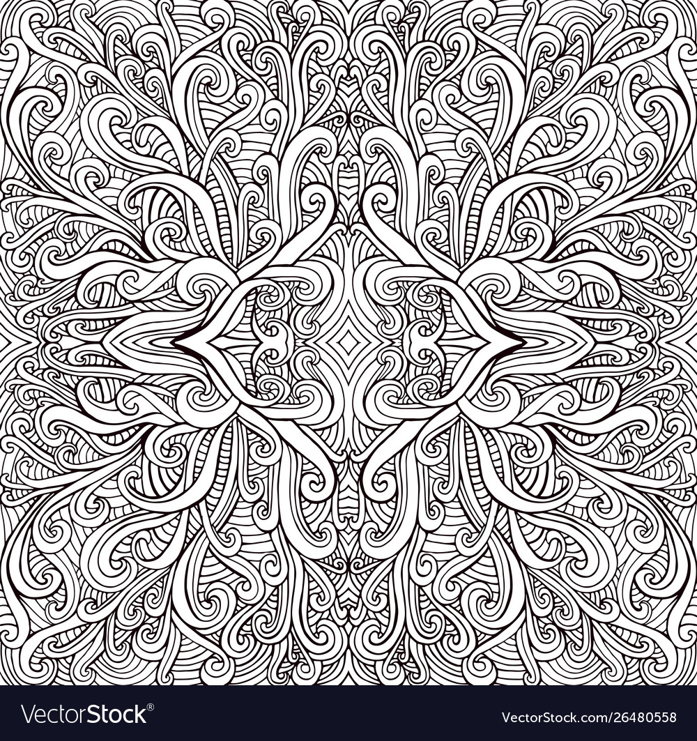 Coloring page psychedelic mandala waves ornament vector image