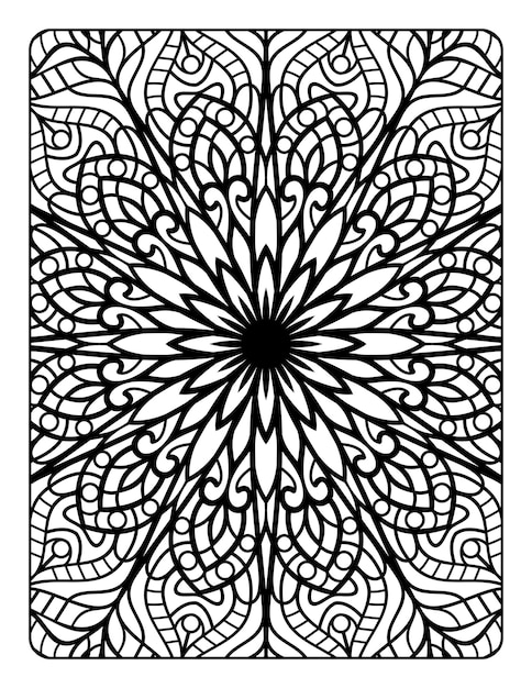 Premium vector mandala floral pattern coloring page for adults relaxation mandala coloring pages