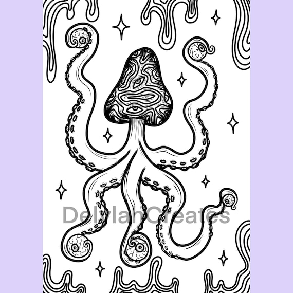 Printable coloring page trippy printable coloring page digital download