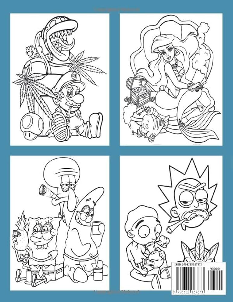 S cartoon stoner coloring book for adults relaxation stoned high coloring books for adult anxiety relief trippy coloring book weed coloring book for stoners psychedelic coloring books by griggs thomas