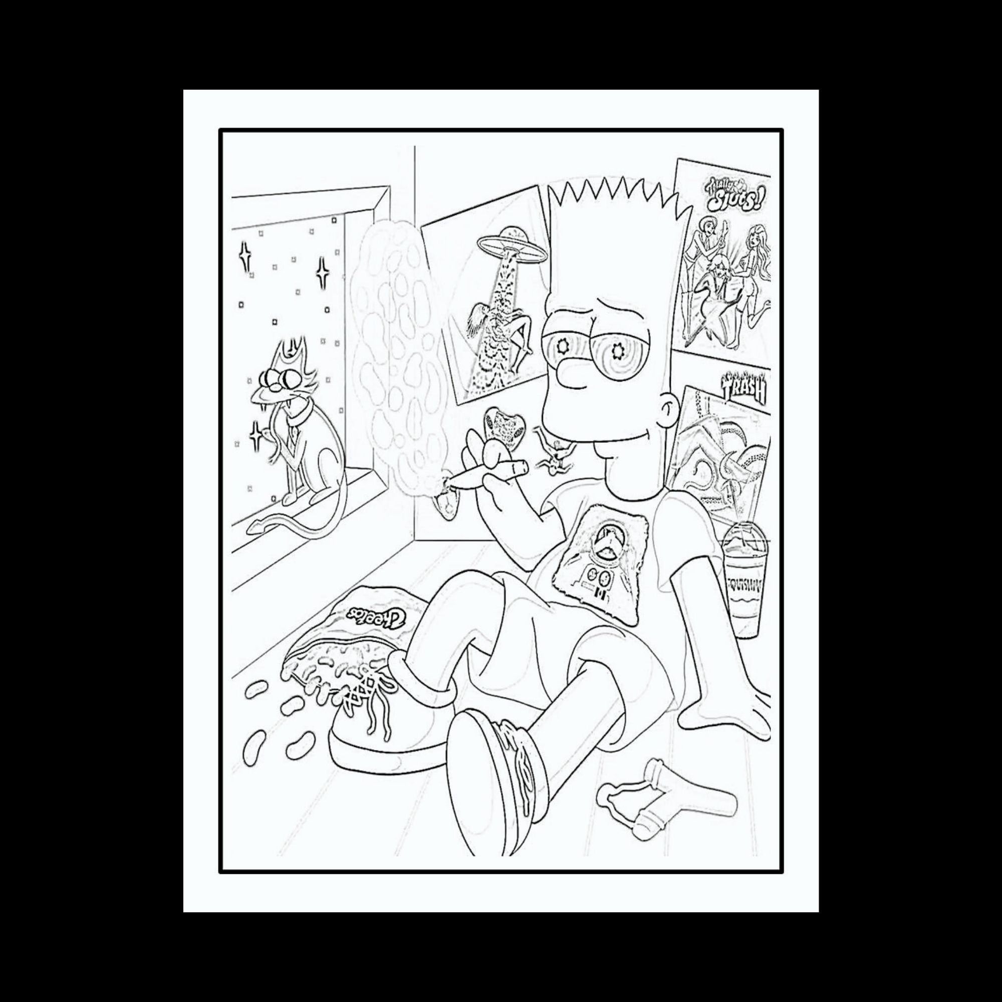 S cartoons adult coloring pages the simpsons trippy