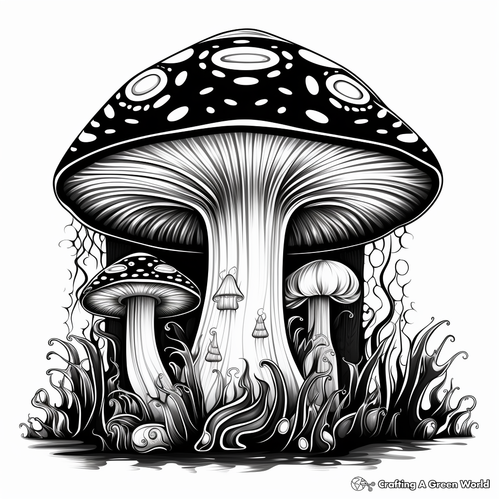 Aesthetic mushroom coloring pages