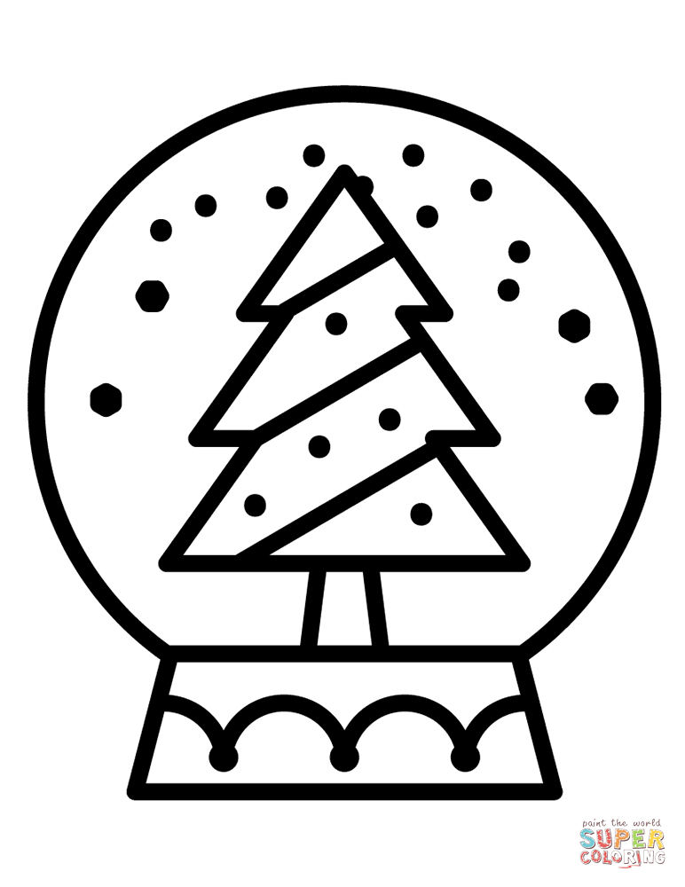 Christmas snow globe coloring page free printable coloring pages