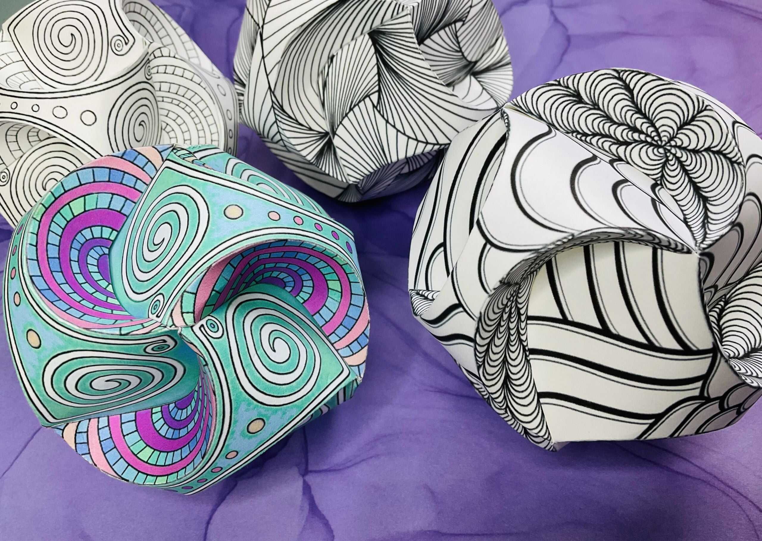Zentangle paper globes lightly sketched