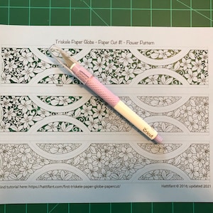 Triskele paper globe papercut by hand floral pattern personal license