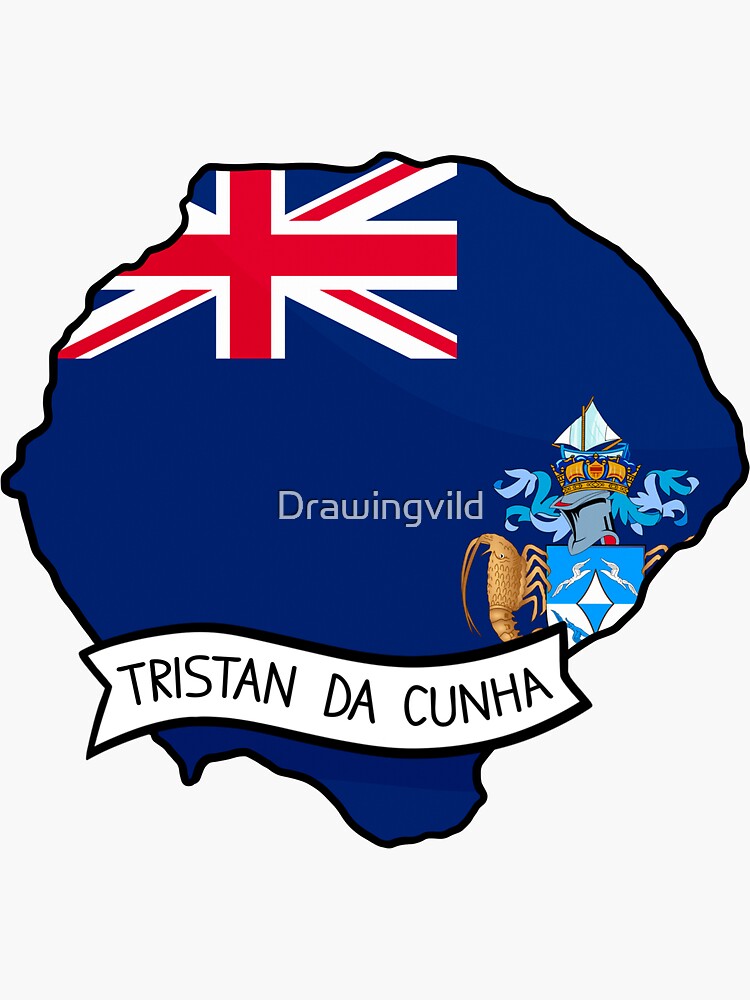 Tristan da cunha flag map sticker sticker for sale by drawingvild