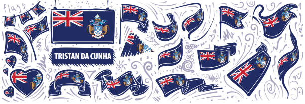 Tristan da cunha flag stock illustrations royalty