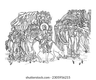 Jesus triumphal entry into jerusalem photos and images