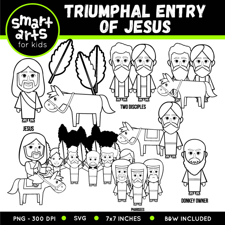 The triumphal entry of jesus clip art