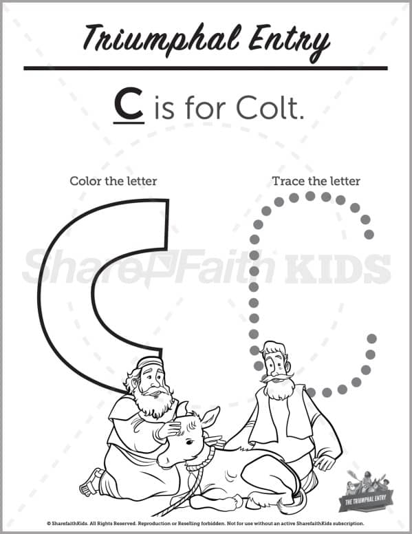 Luke triumphal entry preschool letter coloring â
