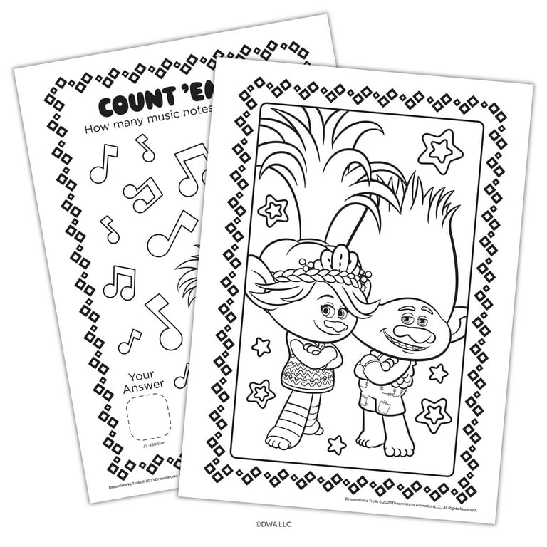 Trolls band together jumbo coloring book pages