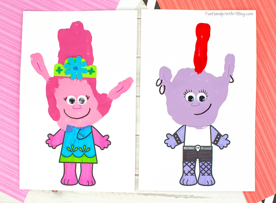 Trolls world tour queen poppy handprint craft template