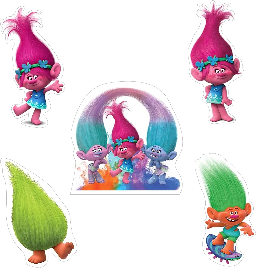 Pretty ur party trolls theme paper cutouts for birthday parties trolls party supplies dãcor trolls birthday party decoration cutouts cutouts for classroom bedroom school bullet board